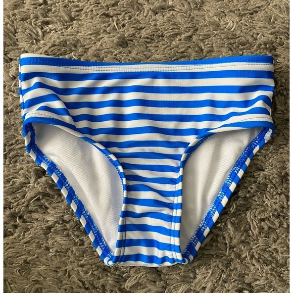 Cat & Jack Blue 2 Piece Baby Girl Swimsuit Size 18 Months Flowers & Stripes - Picture 3 of 9